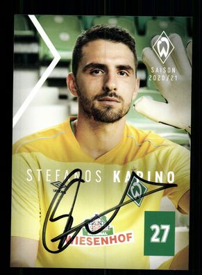 Stefanos Kapino Autogrammkarte Werder Bremen 2020-21 Original Signiert