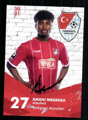 Amani Mbaraka Autogrammkarte Türkgücü München 2020-21 Original Signiert