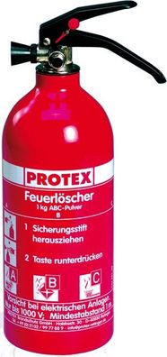 Gloria PDE1GA PROTEX 1kg ABC Auto-Pulverlöscher KFZ Feuerlöscher mit Manomet(1 Stück)