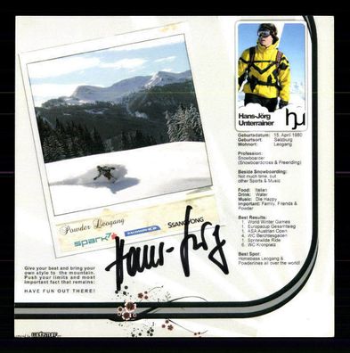 Hans Jörg Unterrainer AUtogrammkarte Original Signiert Snowboard # BC G 31727
