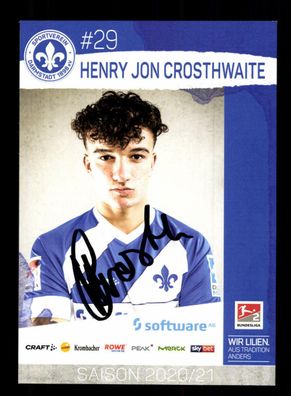 Henry Jon Crosthwaite Autogrammkarte SV Darmstadt 2020-21 Original Signiert