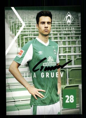 Ilia Gruev Autogrammkarte Werder Bremen 2020-21 Original Signiert