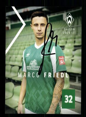 Marco Friedl Autogrammkarte Werder Bremen 2020-21 Original Signiert