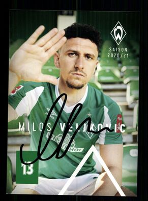 Milos Veljkovic Autogrammkarte Werder Bremen 2020-21 Original Signiert