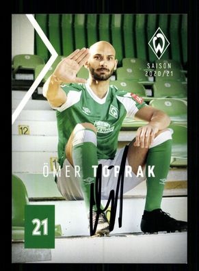 Ömer Toprak Autogrammkarte Werder Bremen 2020-21 Original Signiert