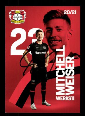 Mitchell Weiser Autogrammkarte Bayer Leverkusen 2020-21 Original Signiert