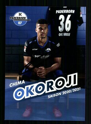 Chima Okoroji Autogrammkarte SC Paderborn 2020-21 Original Signiert