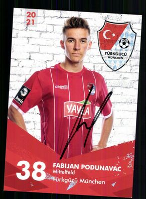 Fabijan Podunavac Autogrammkarte Türkgücü München 2020-21 Original Signiert