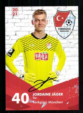 Jordaine Jäger Autogrammkarte Türkgücü München 2020-21 Original Signiert
