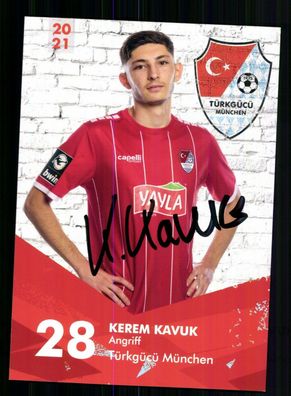 Kerem Kavuk Autogrammkarte Türkgücü München 2020-21 Original Signiert