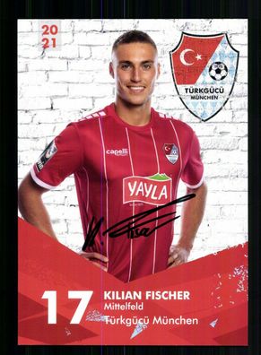 Kilian Fischer Autogrammkarte Türkgücü München 2020-21 Original Signiert