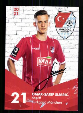 Omar Sarif Sijaric Autogrammkarte Türkgücü München 2020-21 Original Signiert