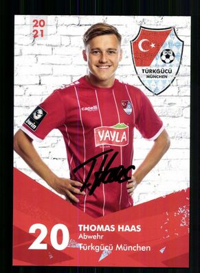 Thomas Haas Autogrammkarte Türkgücü München 2020-21 Original Signiert