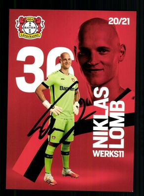 Niklas Lomb Autogrammkarte Bayer Leverkusen 2020-21 Original Signiert