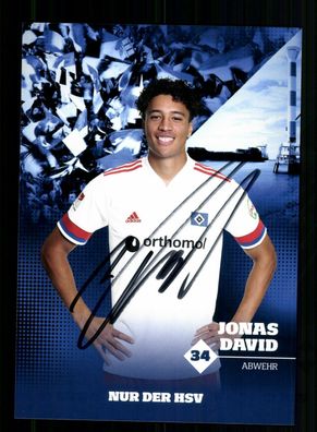 Jonas David Autogrammkarte Hamburger SV 2020-21 Original Signiert