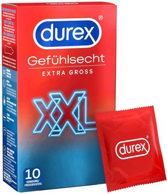 Durex Gefühlsecht Extra Groß Kondome Präservative Verhütungsmittel 10 Stück
