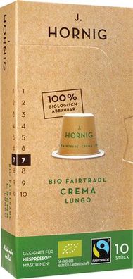 J. Hornig Fairtrade Bio Crema 7, Nespresso-kompatibel, kompostierbar, 10 Kaffeek