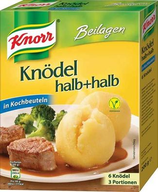 Knorr Beilagen Kartoffelknödel halb + halb, 6 Stück, in Kochbeuteln