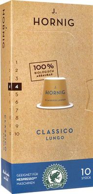 J. Hornig Classico Lungo 4, Nespresso-kompatibel, kompostierbar, 10 Kaffeekapsel