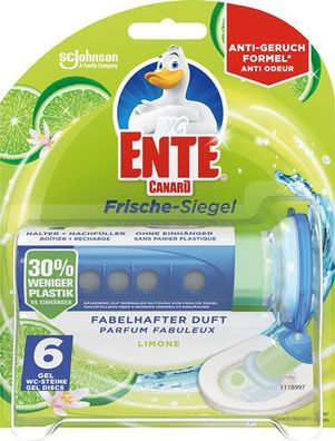 WC-Ente Frische-Siegel Limone Original, selbsthaftender WC-Stein (Spendergriff u