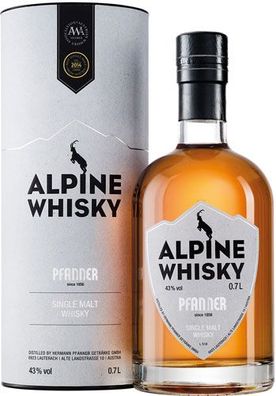 Pfanner Alpine Single Malt Whisky, 43 % Vol. Alk., Österreich, in Geschenkdose