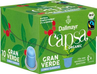 Dallmayr Capsa Organic Fairtrade Gran Verde Bio Lungo Classico 4, Nespresso-komp