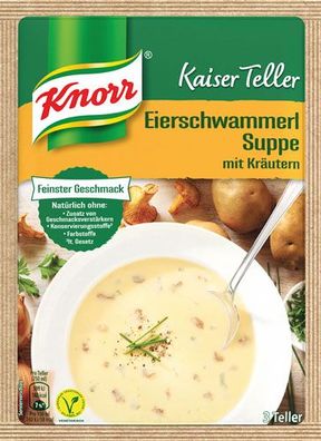 Knorr Kaiser Teller Eierschwammerl-Suppe mit Kräutern, vegan, 3 Teller