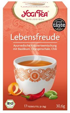 Yogi Tea Bio Lebensfreude, Kräuterteemischung mit Basilikum, Orangenschale & Chi