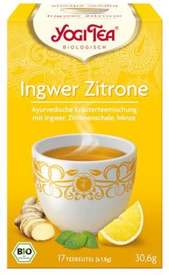 Yogi Tea Bio Ingwer-Zitrone, Kräuterteemischung mit Ingwer, Zitronenschale & Min