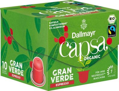 Dallmayr Capsa Organic Fairtrade Gran Verde Bio Espresso 7, Nespresso-kompatibel