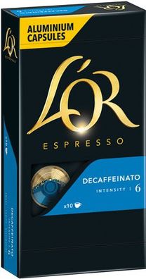 L'OR Espresso Decaffeinato 6, Nespresso-kompatibel, koffeinfrei, 10 Aluminium-Ka