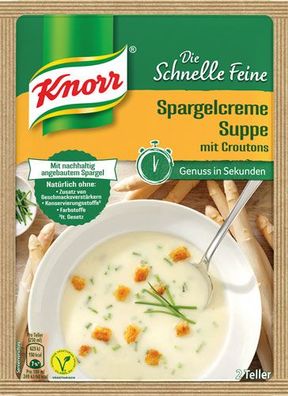 Knorr Die Schnelle Feine Spargelcreme-Suppe mit Croutons, 2 Teller