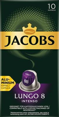 Jacobs Lungo Intenso 8, Nespresso-kompatibel, 10 Aluminium-Kaffeekapseln