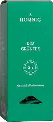 J. Hornig Bio Grüntee, Allerfeinste Blattteemischung, Pyramidenbeutel im Kuvert,