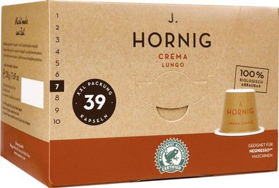 J. Hornig Crema Lungo 7 XXL, Nespresso-kompatibel, kompostierbar, 39 Kaffeekapse