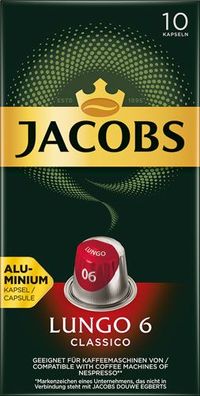 Jacobs Lungo Classico 6, Nespresso-kompatibel, 10 Aluminium-Kaffeekapseln