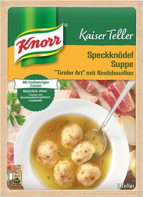 Knorr Kaiser Teller Speckknödel-Suppe Tiroler Art mit Rindsbouillon, 3 Teller