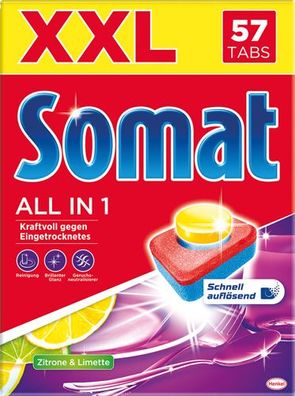 Somat 8 All in 1 Zitrone & Limette XXL Tabs Multi-Aktiv (Reiniger, sofort-aktiv,