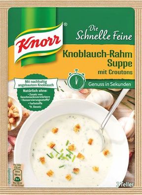 Knorr Die Schnelle Feine Knoblauch-Rahm-Suppe mit Croutons, 2 Teller