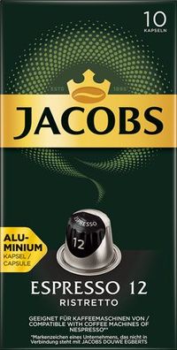 Jacobs Espresso Ristretto 12, Nespresso-kompatibel, 10 Aluminium-Kaffeekapseln