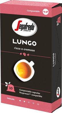 Segafredo Zanetti Lungo 2, Nespresso-kompatibel, kompostierbar, 10 Kaffeekapseln