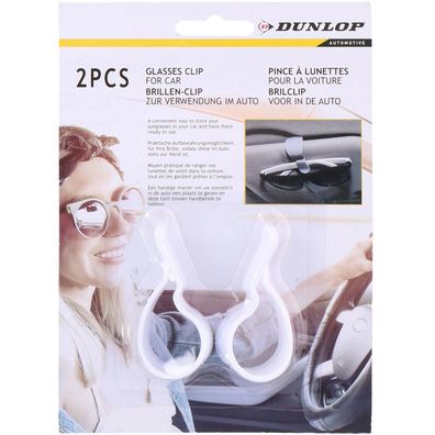 2 Stück Dunlop Brille Clip Weiss Farbe zu Verwendung im Auto Brillenhalter Unisex