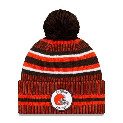 NFL Cleveland Browns Sideline 2019 Bobble Wollmütze cuffed knit hat NewEra