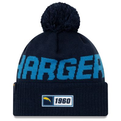 NFL Los Angeles Chargers Road Sideline 2019 Bobble Wollmütze cuffed knit NewEra