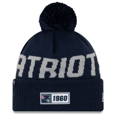 NFL New England Patriots Road Sideline 2019 Bobble Wollmütze cuffed knit NewEra