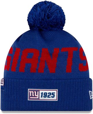 NFL New York Giants NY Road Sideline 2019 Bobble Wollmütze cuffed knit NewEra