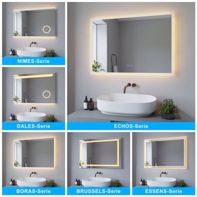 100x70cm Badspiegel mit LED Beleuchtung Badezimmerspiegel Beleuchtet Lichtspiegel