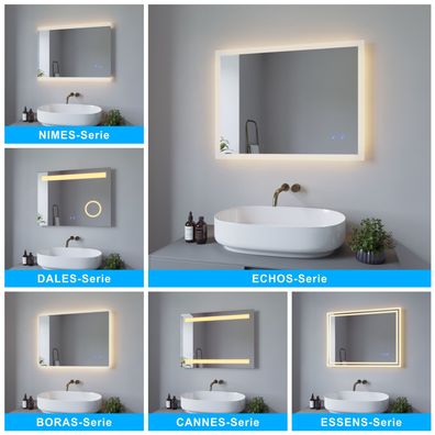 80x60cm Badspiegel mit LED Beleuchtung Badezimmerspiegel Beleuchtet Antibeschlag IP44