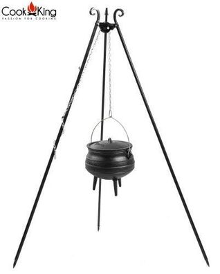 BBQ Gartengrill Schwenkgrill 180 cm mit Afrikanischem Gusseisenkessel 6L-13L