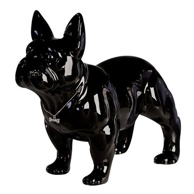Skulptur BULLI stehend L35cm schwarz Keramik Französische Bulldogge Mops Figur